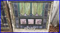 Vintage Slag Glass Window Pair