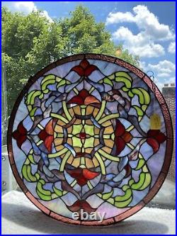 Vintage Stained Glass Leaded Window Panel 20x20 Hand Crafted