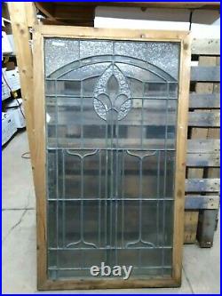 Vintage Stained Glass Side Light Window Panel Clr with beveled 29x50-1/2x1
