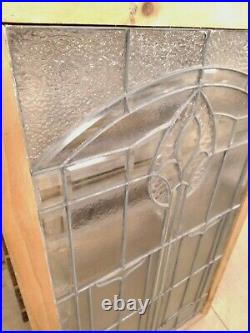 Vintage Stained Glass Side Light Window Panel Clr with beveled 29x50-1/2x1