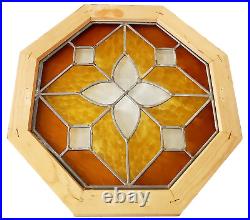 Vintage Stained Glass Window Leaded Panel Tiffany Style Octagonal