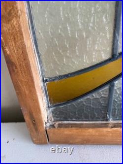 Vintage Stained Glass Window Pair. Arts & Crafts Victorian Style. Wood Framed