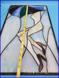 Vintage Stained Glass Window Panel Nude Woman in heels silhouette UMBRELLA Beach