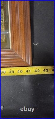 Vintage Stained Glass Window Panel Wood Frame Art Nouveau Style Leaded Glass