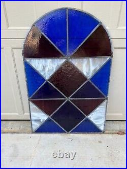 Vintage Stained Glass Window With Arch Top
