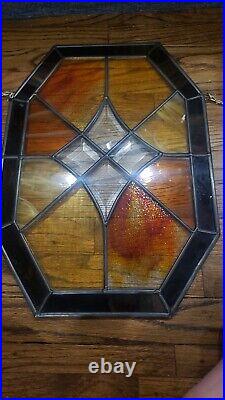 Vintage Stained Glass panel Geometric Design