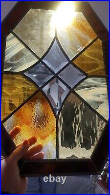 Vintage Stained Glass panel Geometric Design