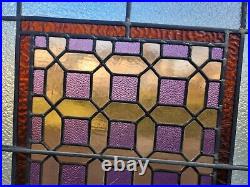 Vintage Stainglass Leaded Window 29 by 26.25 by 1.25