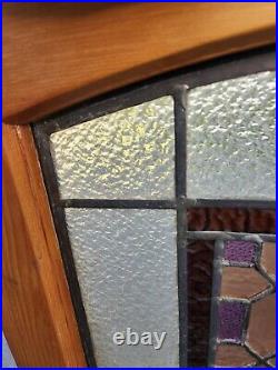 Vintage Stainglass Leaded Window 29 by 26.25 by 1.25