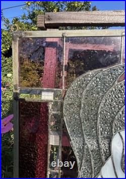 Vintage Swan Stained Glass Window Panel 13 Wide x 15 High Signed