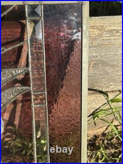 Vintage Swan Stained Glass Window Panel 13 Wide x 15 High Signed