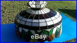 Vintage Tiffany Style Lead Hanging Stained Glass Ceiling Light Lamp Shade