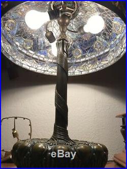Vintage US Tiffany Studios Peacock Leaded Lamp Stained Glass Lamp Reproduction