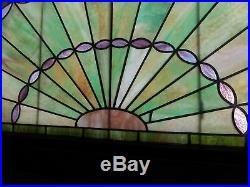 Vintage X-Large Early Centry Arched Stained Glass Window