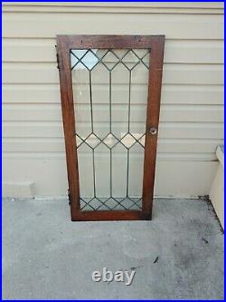 Vintage leaded glass cabinet door window 1920's