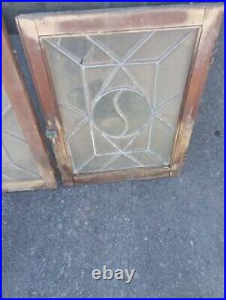 Vintage stained glass window pair