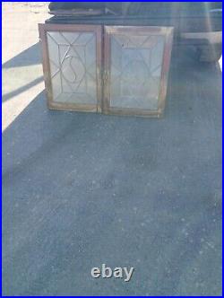 Vintage stained glass window pair