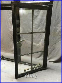 Vtg 37x57 Industrial Double 6 Lite Steel Casement Leaded Glass Window 514-20E