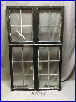 Vtg 37x57 Industrial Double 6 Lite Steel Casement Leaded Glass Window 514-20E