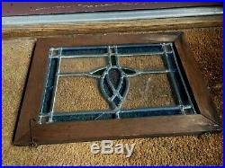 Vtg Antique Old English Wood Framed Leaded Stained Glass Hanging Window Decor