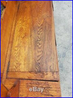 Vtg Arts & Crafts / Mission Oak Leaded Glass Hall Tree Seat Stand LA Area