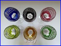 Vtg German Bohemian Lead Crystal Wine Glasses Goblets Set Of 6 Cut to Clear A++