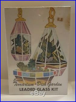 Vtg MCM Ernani Terrarium Dish Stained Leaded Glass Kit Cactus Garden Sealed NOS