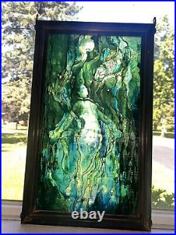 Vtg Stained Glass Mermaid Louis Comfort Tiffany Repro Rare