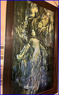 Vtg Stained Glass Mermaid Louis Comfort Tiffany Repro Rare