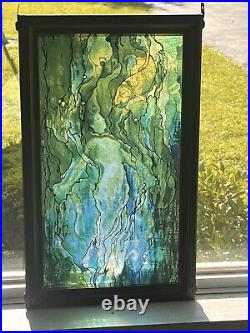 Vtg Stained Glass Mermaid Louis Comfort Tiffany Repro Rare