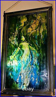 Vtg Stained Glass Mermaid Louis Comfort Tiffany Repro Rare