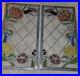 Vtg_hTF_Pair_Stained_Glass_Window_Panels_Art_Nouveau_Lead_Glass_FlowersColorful_01_hb