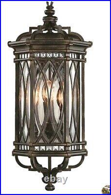 WARWICKSHIRE 4-Light Dark Patina Metal Beveled Leaded Glass Never Used
