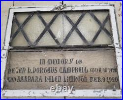 WOW Antique 1920 Religious Church MEMORIAL LEADED Glass Steel Window Wall Decor