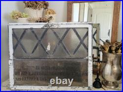 WOW Antique 1920 Religious Church MEMORIAL LEADED Glass Steel Window Wall Decor