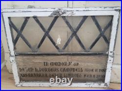 WOW Antique 1920 Religious Church MEMORIAL LEADED Glass Steel Window Wall Decor