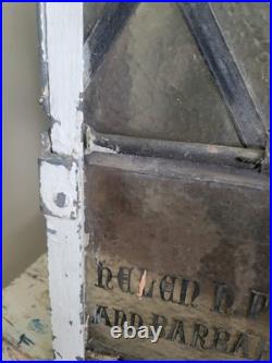 WOW Antique 1920 Religious Church MEMORIAL LEADED Glass Steel Window Wall Decor