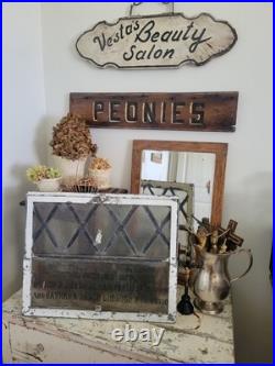 WOW Antique 1920 Religious Church MEMORIAL LEADED Glass Steel Window Wall Decor