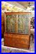 W_A_Barker_Gothic_Solid_Oak_2_Leaded_Glass_Door_7_Drawer_Bookcase_Cabinet_01_ws