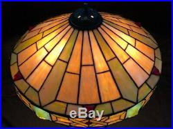 Wilkinson Arts & Crafts Leaded Stained Glass Lamp, Patinated Bronze Base