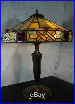 Wilkinson Slag, Leaded glass lamp with large chunk elements. C. 1920