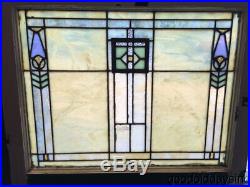 Wonderful Pair of Arts & Crafts Antique Stained Leaded Glass Windows 30 by 25