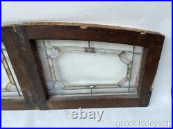 Wow 1920's Chicago Bungalow 2 Pc. Stained Leaded Glass Arched Transom Windows