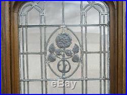 XL Antique Victorian Gothic Tiger Oak Church Lead Glass Window Door Partition E
